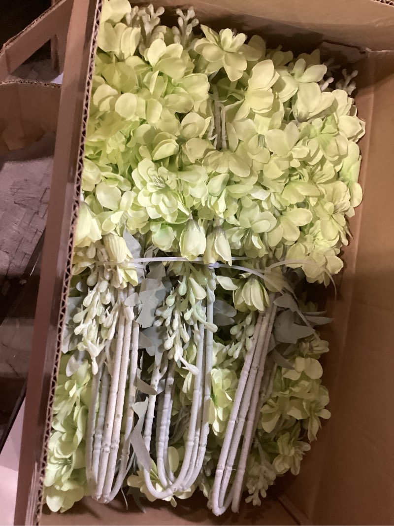Condition photo showing Good Condition for 24pcs green delphinium artificial flower 33.5'' long stem silk fake green flowers real touch larkspur flowers for tall vase floral arrangements floor home garden outdoor decor