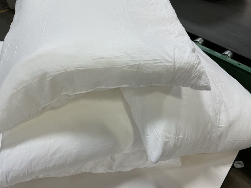 Condition photo showing As Is for Plush and Durable Throw Pillow Inserts - 18 x 18 inches Set of 8, Hypoallergenic Polyester Fiber Fill - Perfect for Decorative Cushion Covers, Sofa and Bed Accent 18x18 Inch (Pack of 8)