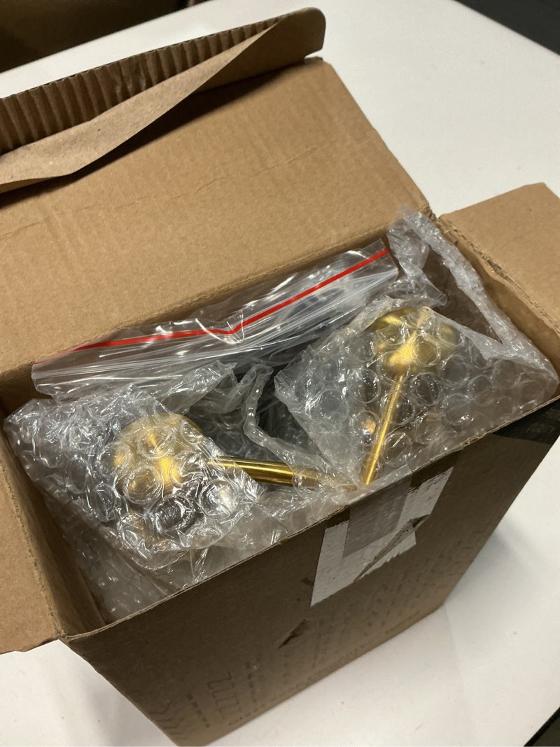 Condition photo showing New/Like New for vine creations glass soap dispenser, 2 pack kitchen soap dispenser set with stainless steel pump, 16 oz dish soap and hand soap dispensers for bathroom with waterproof labels (white) matte white bottle / gold pump