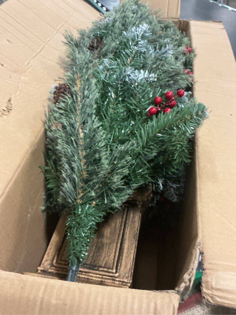 Condition photo showing Good Condition for 4FT Christmas Tree with 100 Lights, Potted Artificial Christmas Tree Outdoor Decor 8 Mode Timer Waterproof with Real-Like Tips & Round Branches for Front Door, Porch, 2 Pack (Green) (White)