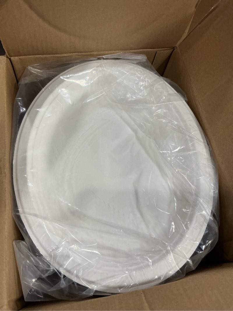 Condition photo showing New/Like New for 100% compostable oval paper plates 12 inch, 125-pack large heavy duty paper plates bulk,biodegradable bagasse,eco-friendly disposable dinner plate for bbq,picnic,party (bpi certified,microwaveable) white 12inch?125 pcs?