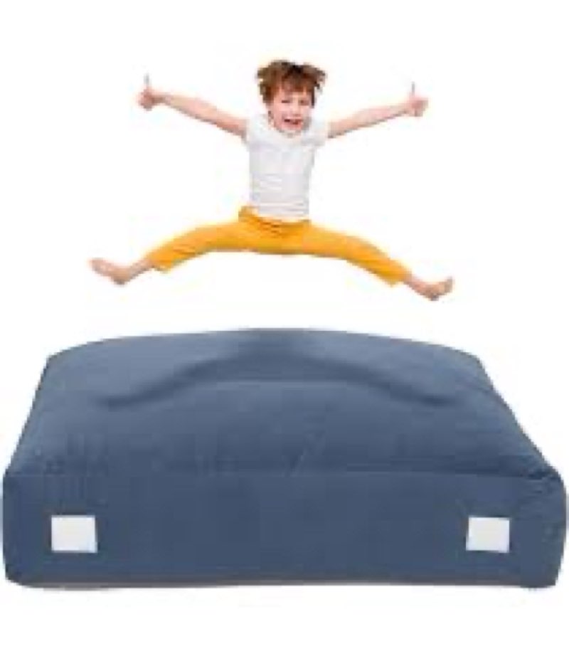 upgraded crash pad for kids sensory with handle,soft foam blocks - crash pads for autistic children indoor jump climb, kids autism sensory crash mat with anti-slip waterproof cover