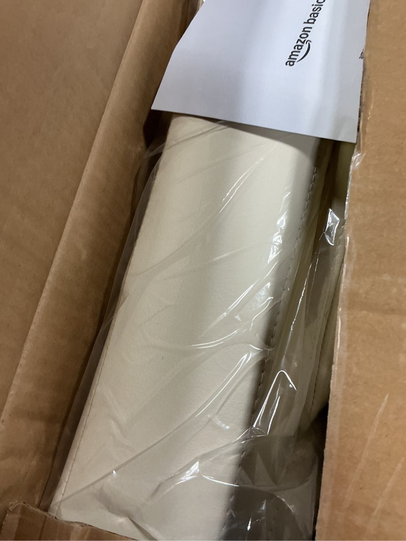 Condition photo showing New/Like New for Amazon Basics Classic Puresoft PU Padded Mid-Back Height Adjustable Office Computer Desk Chair with Armrest, 26"D x 23.75"W x 42"H, Cream