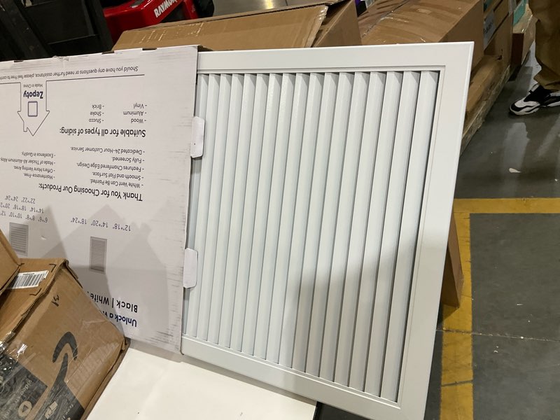Condition photo showing Good Condition for 18" X 24" Aluminum Gable Vent with Screen, Stylish Louvered Vents for Effective Attic and Shed Ventilation, Perfect for Houses, Attics, and Exterior Walls [ Vent Opening: 16" x 22" ] 16" x 22" Vent Opening White