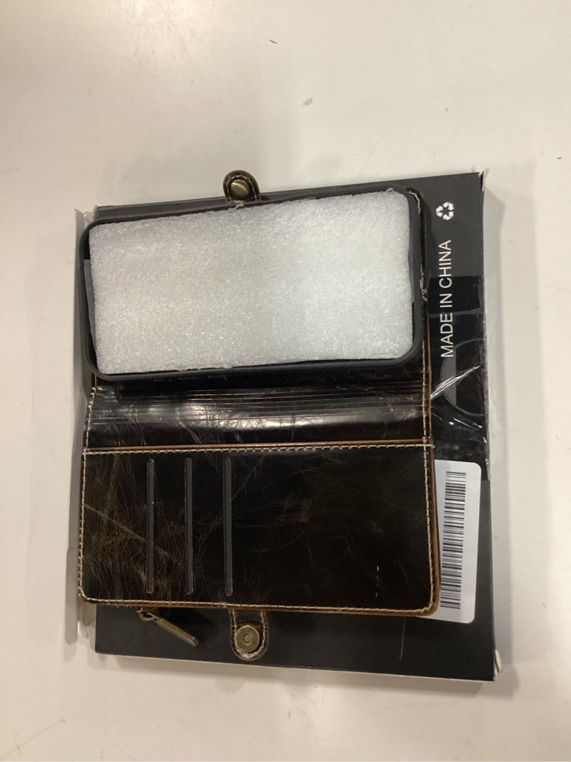 Condition photo showing New/Like New for defencase compatible with iphone 17 pro case wallet with rfid blocking card holder for women men, fashion pu leather magnetic snap flip zipper strap wallet phone case for iphone 17 pro 6.3", coffee