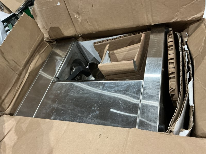 Condition photo showing As Is for used sybo 12-cup commercial drip coffee maker, pour over coffee maker brewer with 2 glass carafes and warmers, stainless steel cafetera sf-cb-2ga 2 glass decanters stainless steel