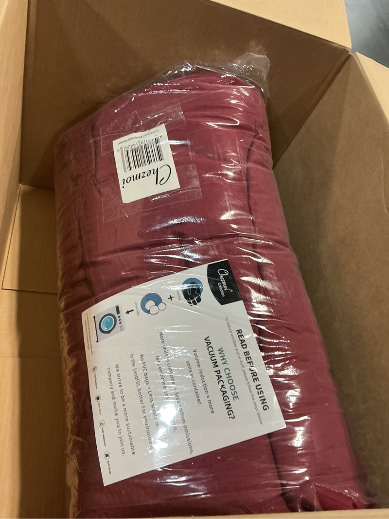 Condition photo showing Good Condition for Chezmoi Collection Loft 8-Piece Luxury Striped Comforter Set (Queen, Burgundy/Coffee/Brown) Queen Burgundy/Coffee/Brown