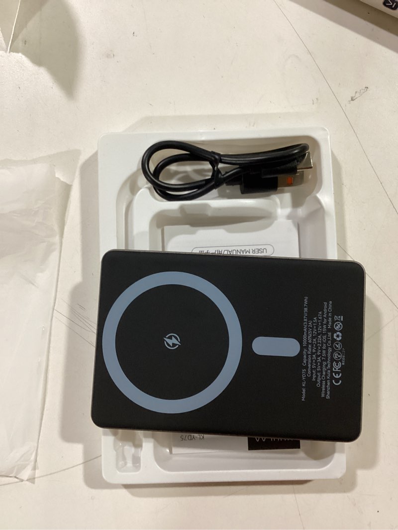 Condition photo showing Good Condition for Kuulaa 10000mAh MagSafe Battery Pack, 0.51in Ultra Slim Magnetic Power Bank with LED Indicator, 20W PD USB-C Fast Charging Portable Charger for iPhone 17/16/15/14/13/12, Titanium