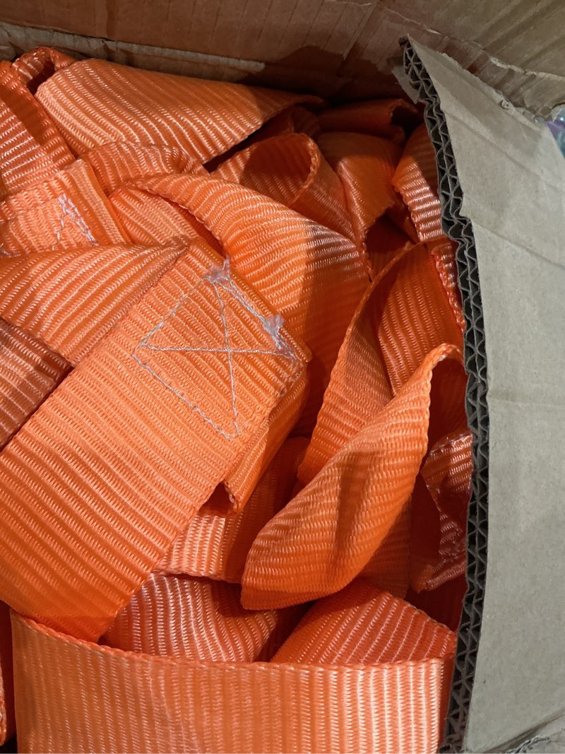 Condition photo showing As Is for safety lifting net straps 2*2m 15cm square flat nylon sling hoisting loading and unloading heavy objects mesh tear resistance for construction rigging moving towing hoisting work gear (short handles)