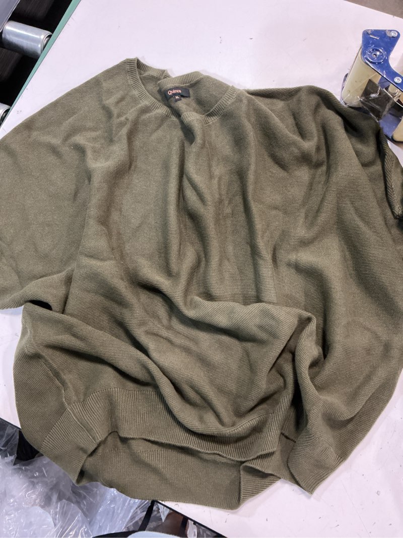 Condition photo showing Good Condition for quince lightweight cotton cashmere link-stitch dolman sweater in olive size xl