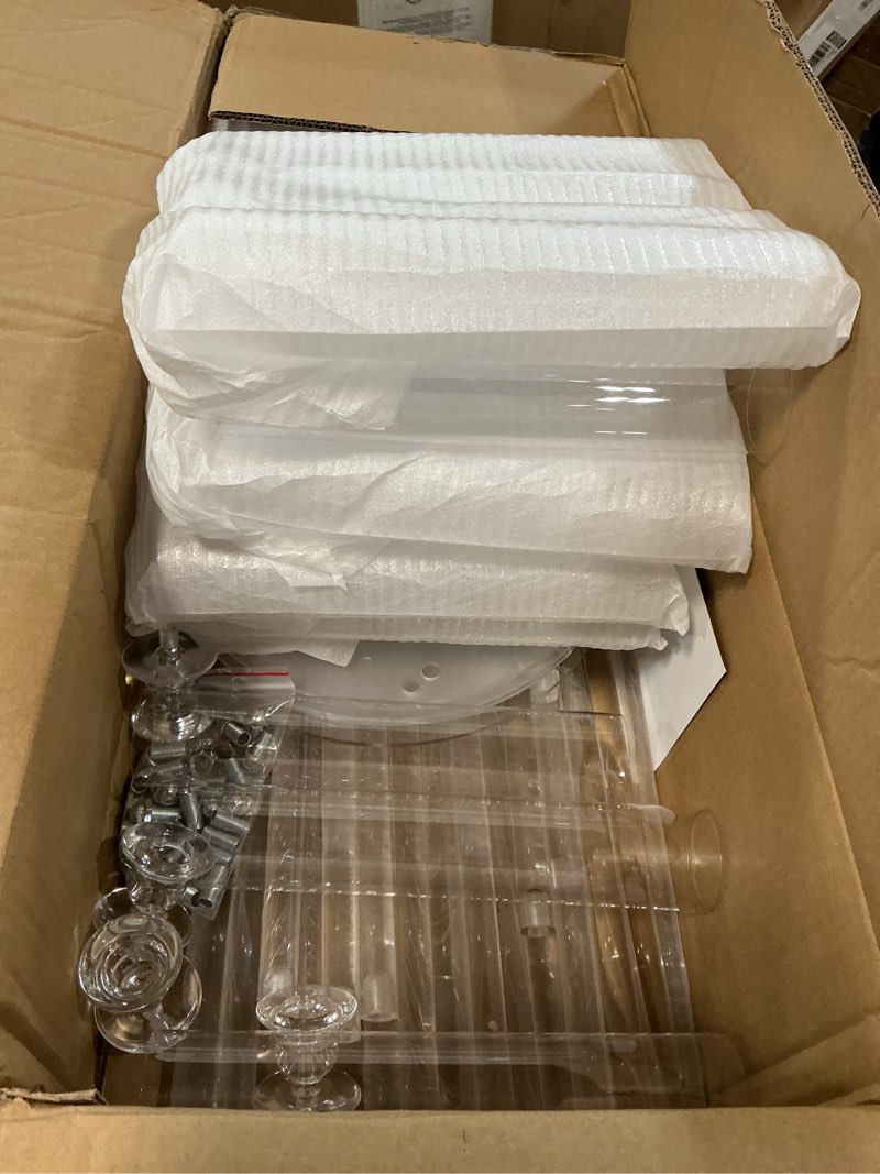 Condition photo showing New/Like New for vincigant 4pcs 8 arms clear candelabra candle holder for wedding decorations,38.5 inches tall arcylic candlesticks holder with shade for table dinner party valentines day fireplace decoration 38.5"tall 4