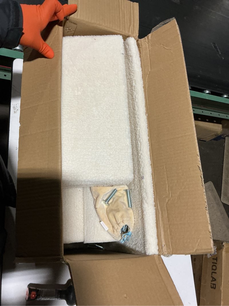 Condition photo showing As Is for armarkat pet steps, 4-steps, b4001, ivory, 17"(w)x25"(d)x25"(h), each platform 7" deep