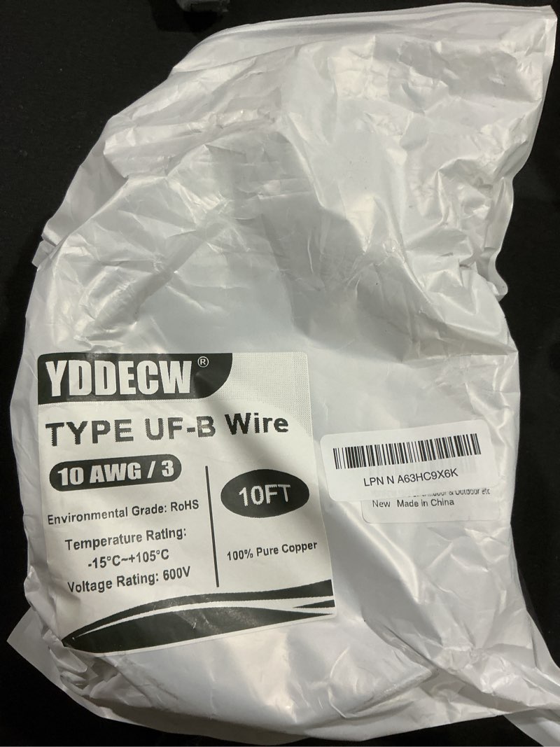 Condition photo showing Good Condition for YDDECW 10/3 UF-B Wire - 10FT 100% Pure Copper 10AWG 3 Connector Direct Burial Electrical Cable for U