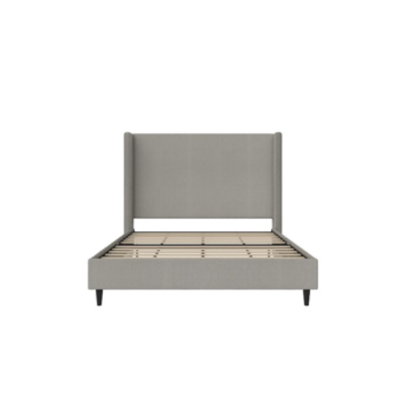 Eveline Upholstered Platform Bed Frame With High Wingback Headboard, King, Ivory Corduroy (Box 1 Of 2) (incomplete box 2 of 2)