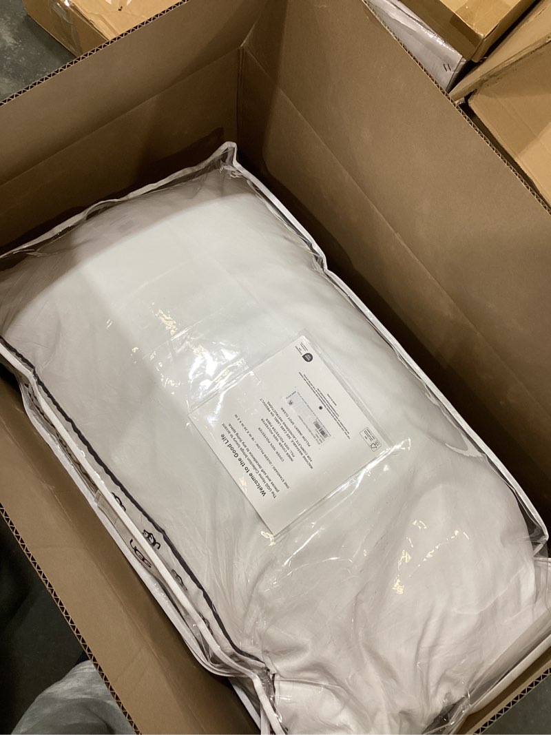 Condition photo showing New/Like New for ugg king bed pillow – plush down alternative pillow, soft & breathable medium firm sleeping pillows, premium luxury home decor hypoallergenic pillow for bed, white, 20” x 36” (devon)