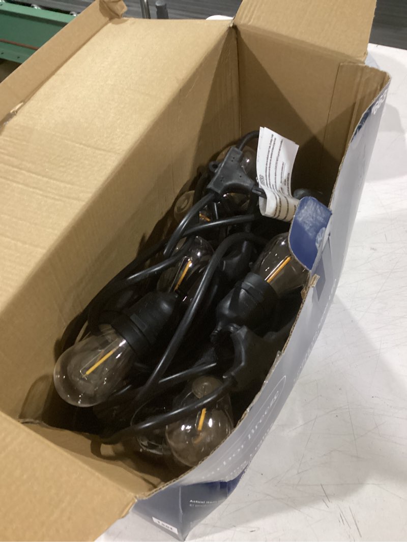 Condition photo showing Good Condition for harbor breeze 48-ft plug-in black indoor/outdoor string light with 24 white -light led edison bulbs