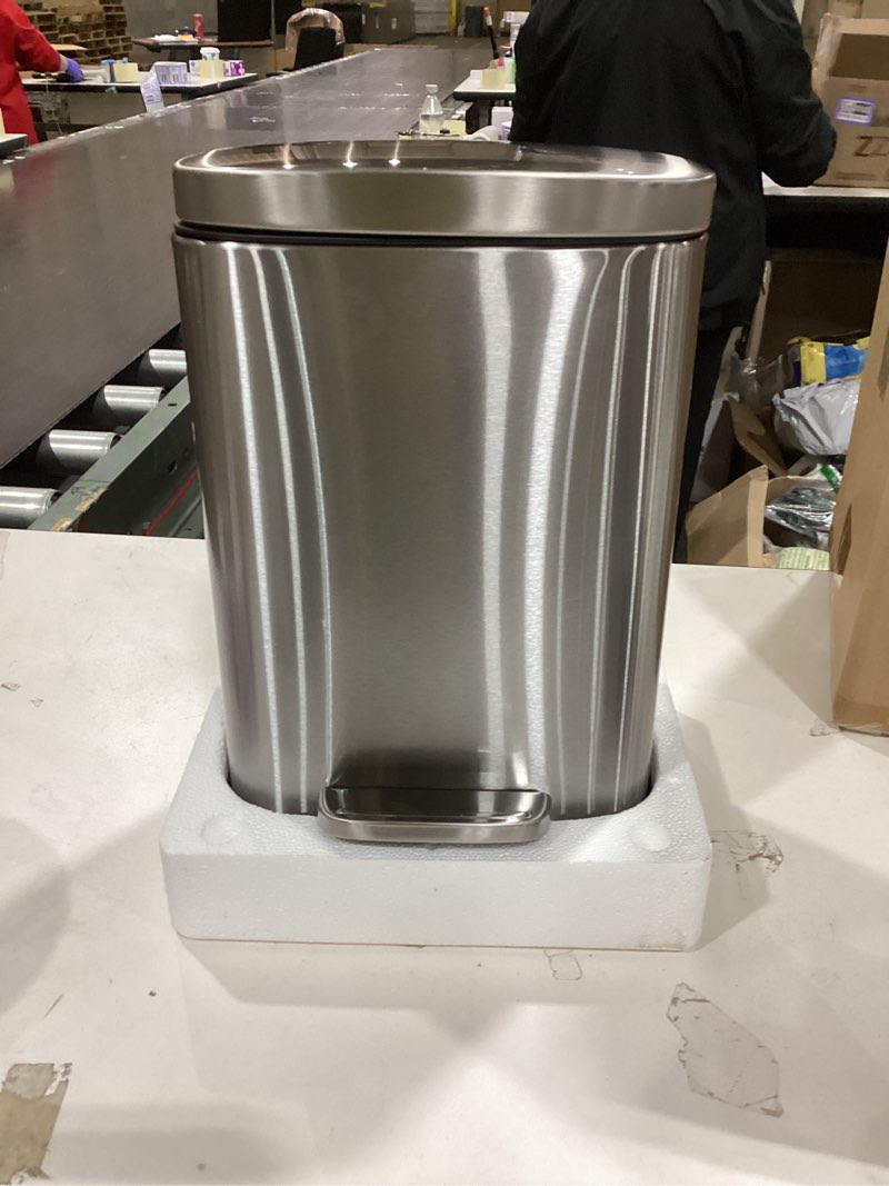 Condition photo showing Good Condition for Amazon Basics 5L Rectangular Trash Can Soft-Close Lid, Satin Nickel