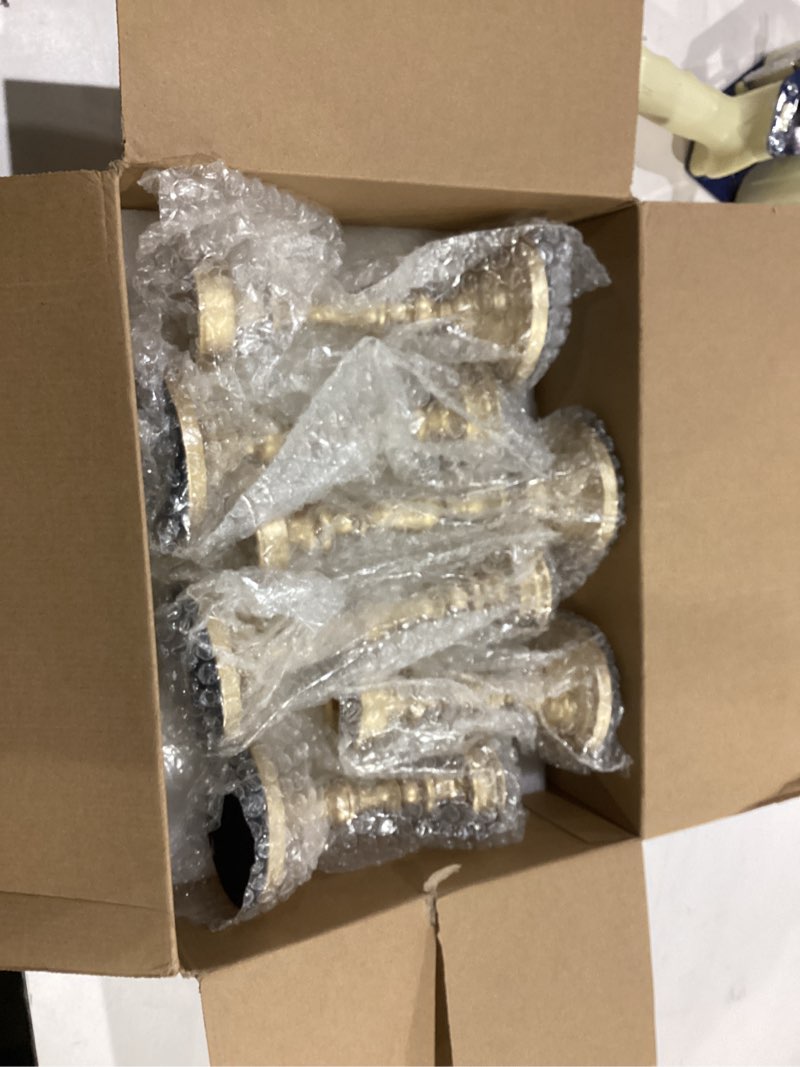 Condition photo showing Good Condition for NUPTIO Gold Candlestick Holders Bulk: Set of 6 Tall Hurricane Glass Taper Candleholders - Vintage Candles Stick Stand for Wedding Bridal Shower Birthday Party Centerpiece Decor