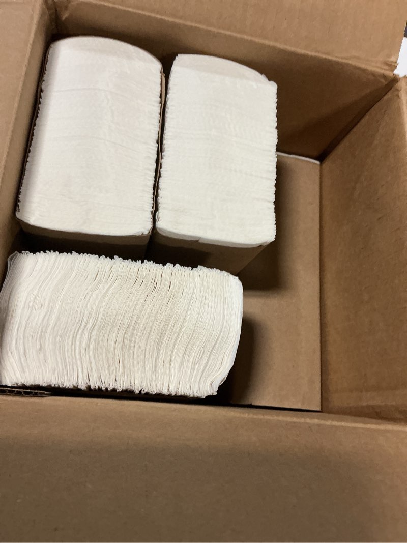 Condition photo showing As Is for perfect stix white multifold paper towels. case pack of 2000 count