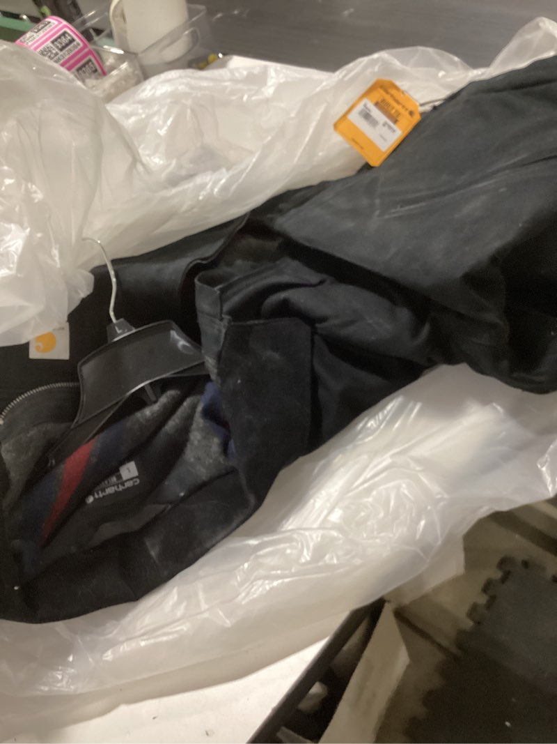 Condition photo showing As Is for carhartt men's relaxed fit duck blanket-lined detroit jacket large black