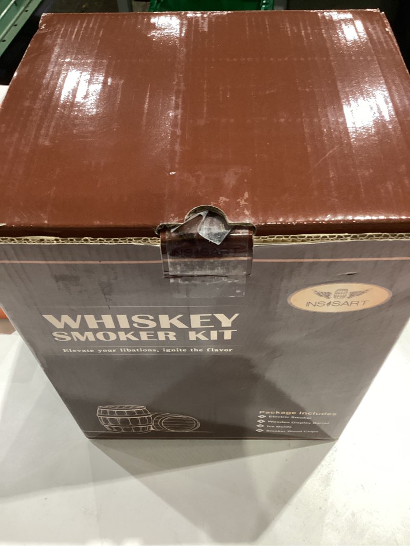 Condition photo showing Good Condition for Electric Whiskey Smoker Kit with Wooden Display Barrel, Rechargeable Cocktail Smoker Kit with 6 Premium Wood Chips for Old Fashioned & Whiskey – Bar Gift for Men, Dad, Husband (No Butane Needed)