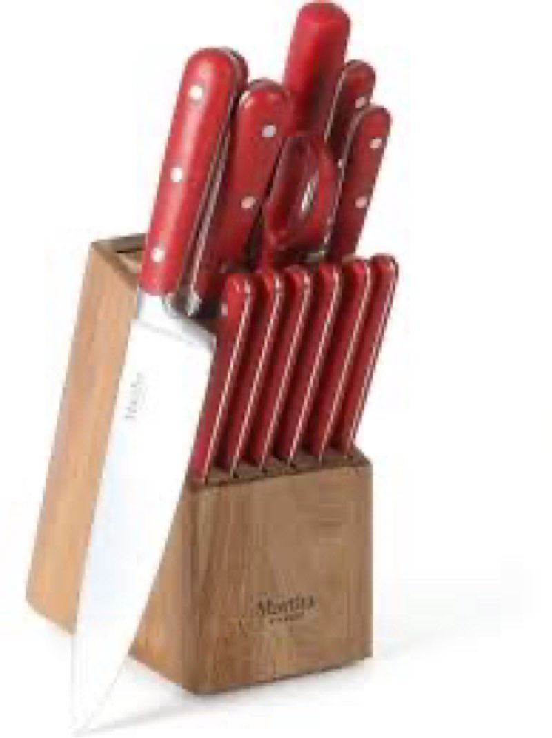 Martha Stewart 16 Piece Lockton High Carbon Stainless Steel Cutlery Kitchen Knife Block Set W/ABS Tripe