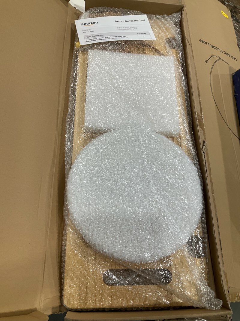 Condition photo showing Good Condition for Slide Transfer Board, Wooden Transfer Board With Track Pulley Turntable, Heavy-Duty Sliding Board Holds Up To 500 Pounds for Patient Senior And Handicap Move Assist, 2 Handles, 2 Fixed Holes(31x11x1")