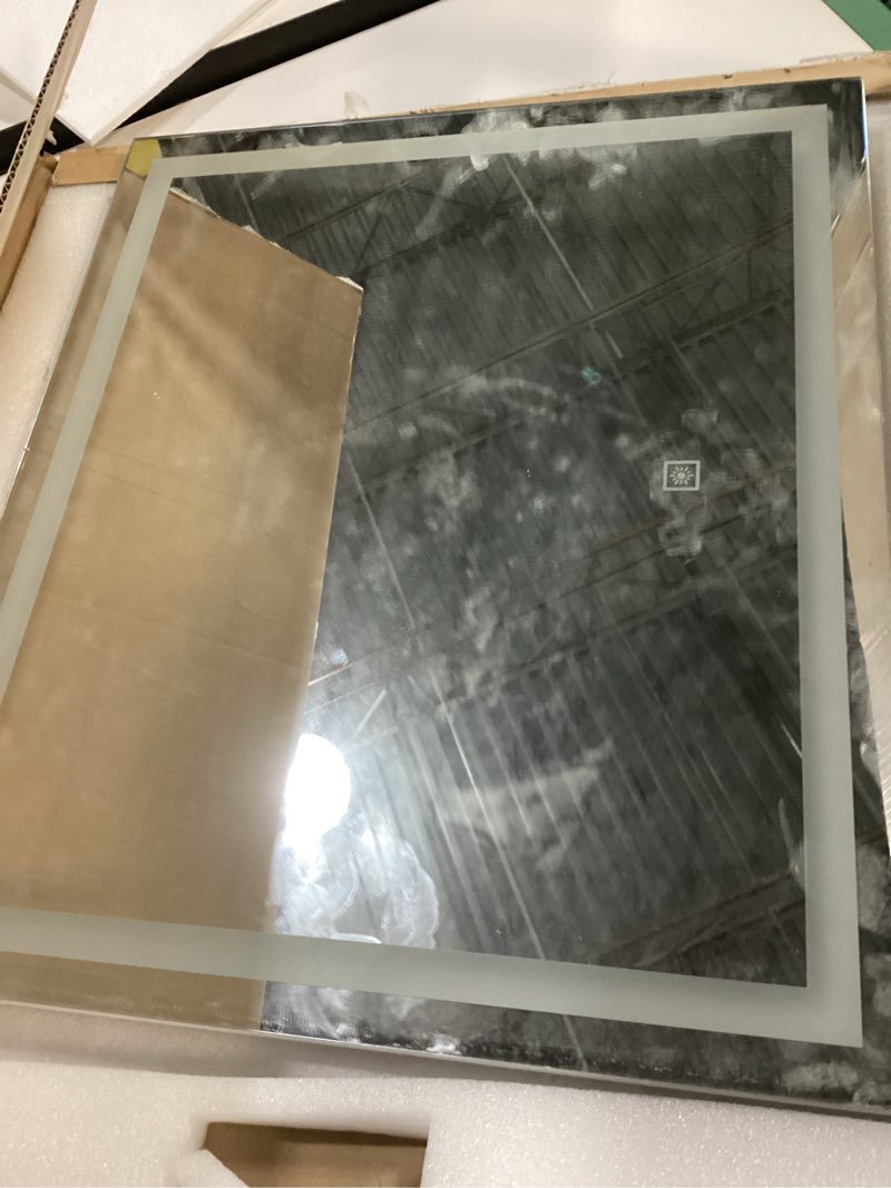 Condition photo showing As Is for ROLOVE 22x20 Inch Lighted Vanity Mirror, 3-Mode Touch Dimming LED Lighting, Large Makeup Mirror for 