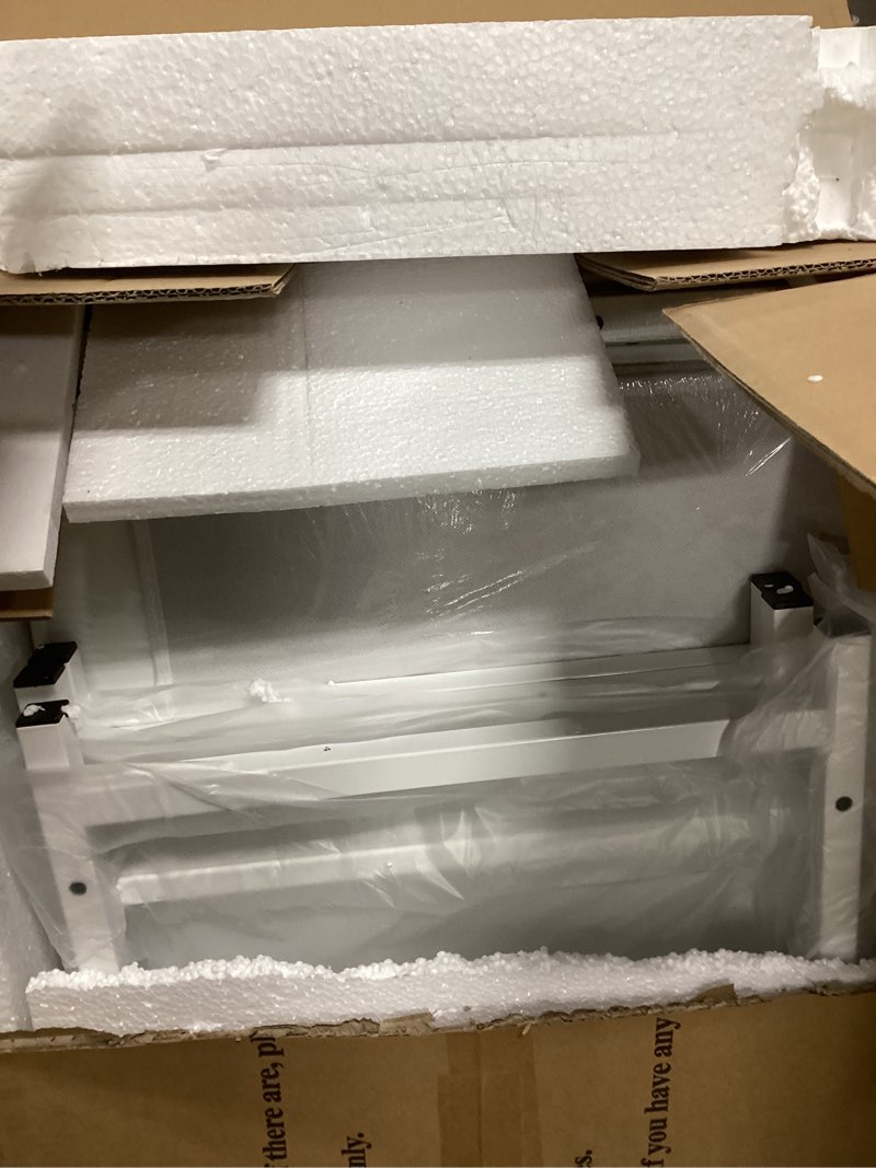 Condition photo showing Good Condition for Kitsure Vanity Desk with Mirror and Lights - Large Capacity Makeup Vanity with 4 Fabric Storage Drawers & 3 Lighting Modes, Vanity Table Set with Sturdy Metal Frame for Bedroom, White, 35" x 17" x 52"