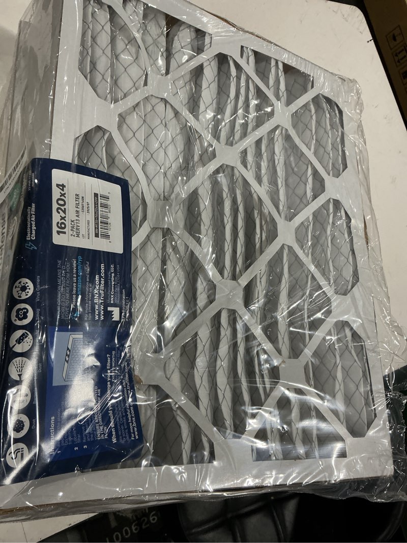 Condition photo showing As Is for bnx trufilter 16x20x4 (15.5’’ x 19.5’’ x 3.63‘’ slim fit) merv 13 air filter (2-pack) - made in usa - air conditioner hvac ac furnace filters health, allergies, mold, bacteria, smoke, mpr 1900 fpr 10 16x20x4 2-pack (slim fit)