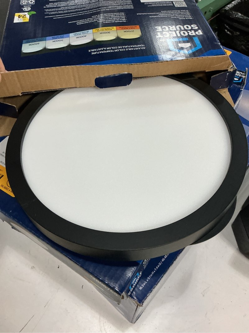Condition photo showing New/Like New for project source adjustable color temperature 1-light matte black led flush mount light energy star