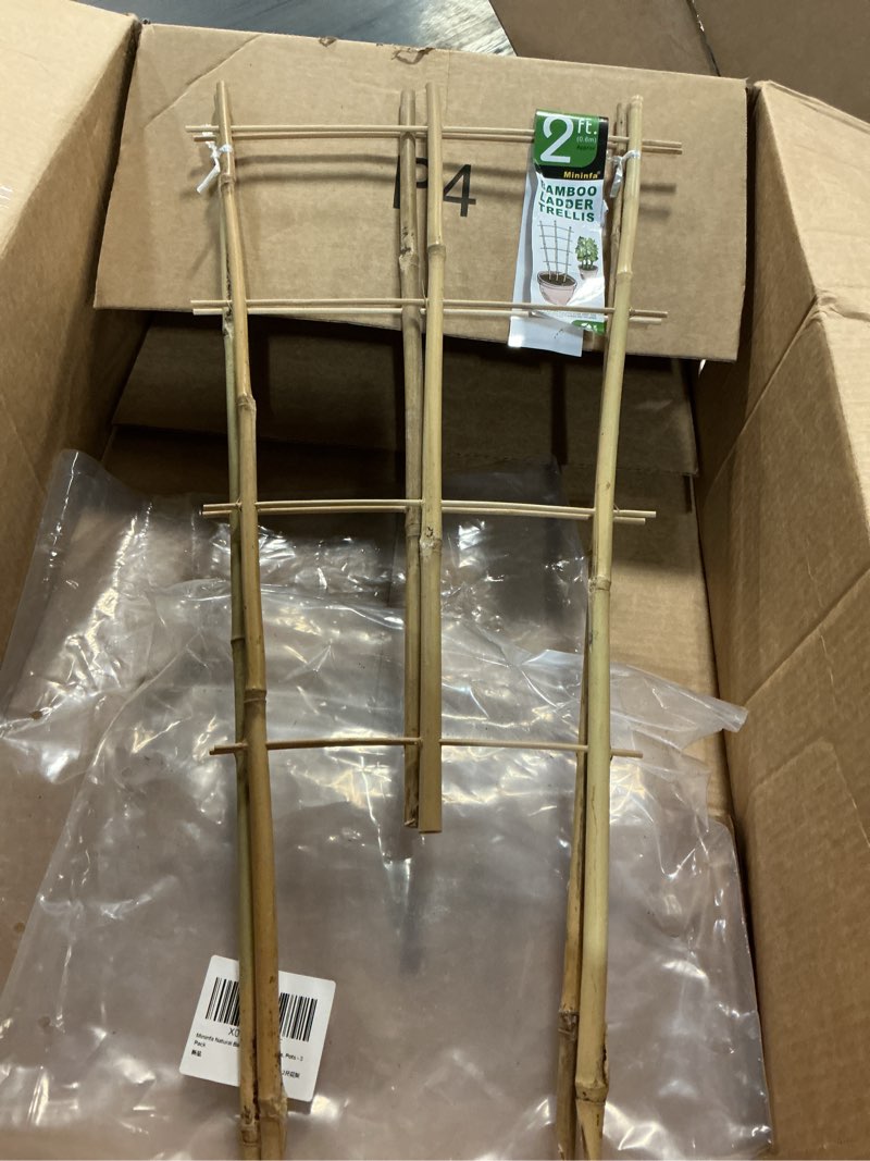 Condition photo showing Good Condition for natural bamboo trellis 24 inches tall, mininfa garden ladder trellis, plant for climbing plants, vegetables, pots - 3 pack