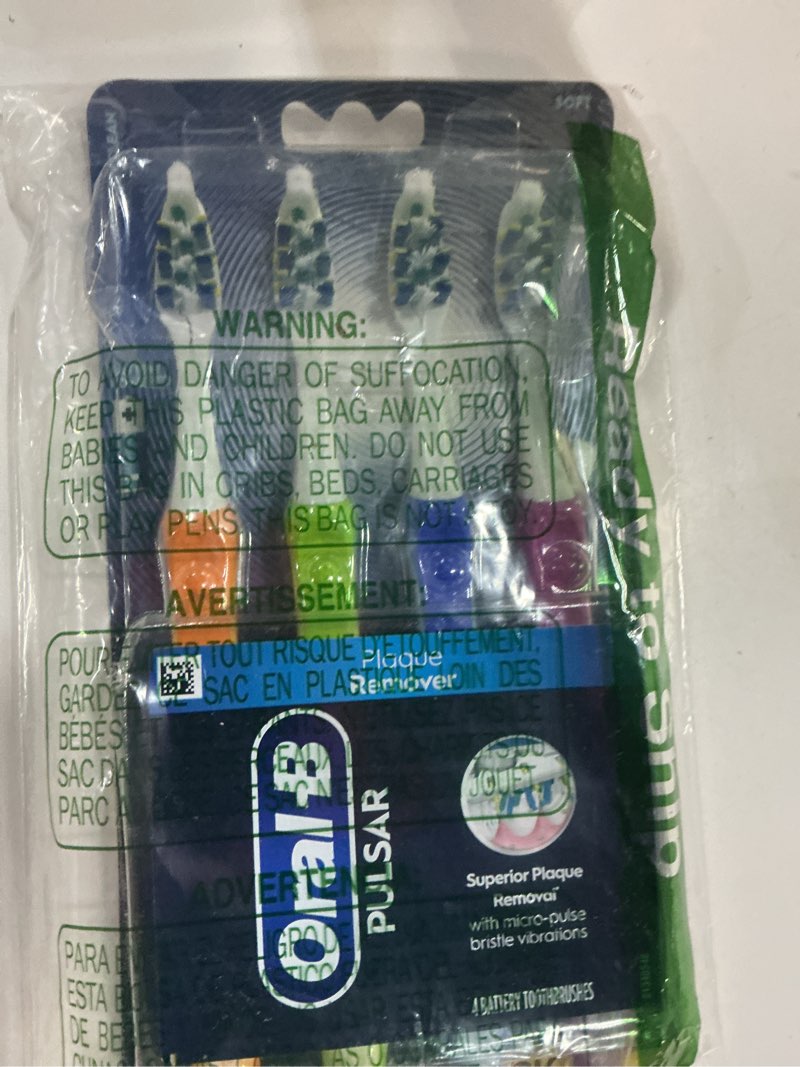 Condition photo showing New/Like New for Oral-B Toothbrush, Vibrating Plaque Remover Pulsar, Vibrating Battery Toothbrush, Soft, 4 Count