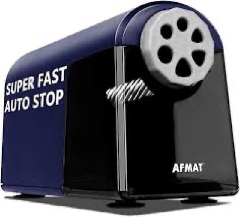 AFMAT Electric Pencil Sharpener Heavy Duty, 6 Holes, Cordless & Rechargeable, Super Fast, Auto Stop,