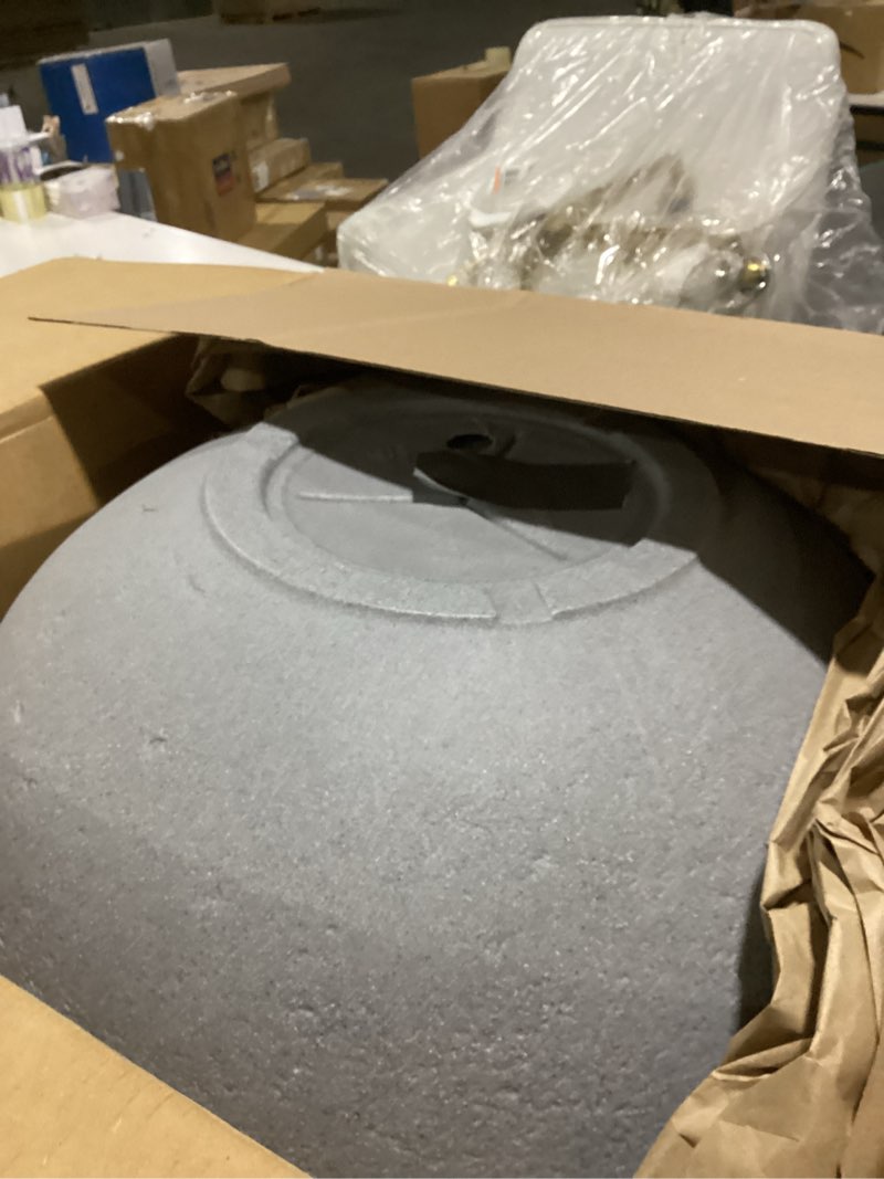 Condition photo showing As Is for arbora 21" santorini bowl polyresin indoor and outdoor planter with stone blend concrete gray finish - durable, weatherproof, lightweight, large plant pot for patio, garden, deck, entryway concrete gray 21" single