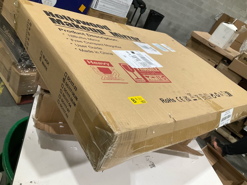 Condition photo showing Good Condition for FENCHILIN Vanity Mirror with Lights 32''x23'' Tempered Glass Large Hollywood Mirror with 18 Dimmable Bulbs for Makeup Table/Hanging Bluetooth Speaker Mirror with Touch Screen & USB Charge Port 32"L x 23"W