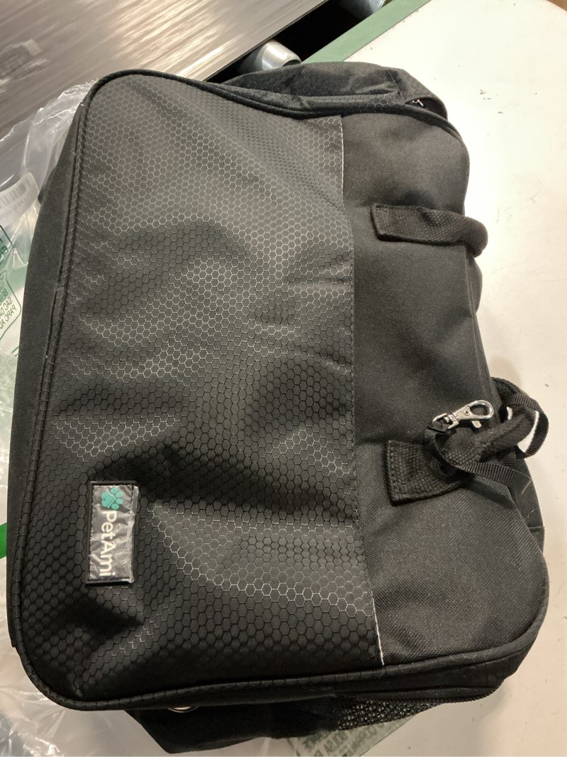 Condition photo showing Good Condition for petami dog purse carrier for small dogs, airline approved soft sided pet carrier with pockets, ventilated dog carrying bag for puppy cat, dog travel supplies bag, sherpa bed, max 12 lbs, black black one size (pack of 1)