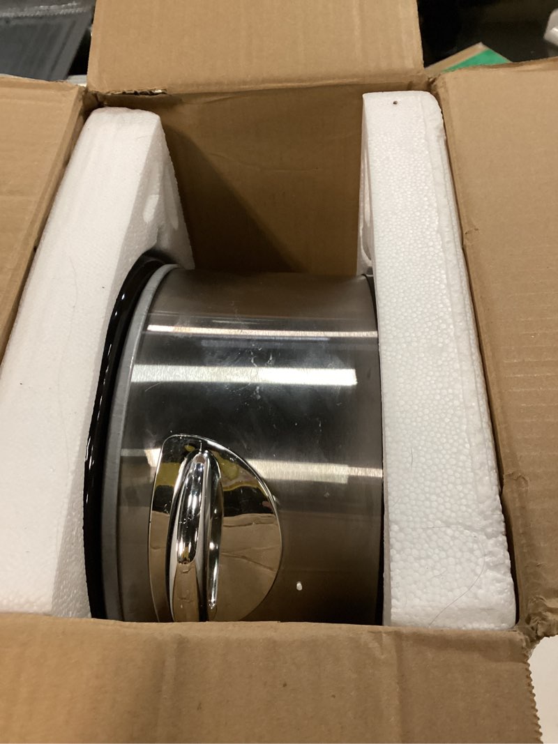 Condition photo showing Good Condition for Sunvivi Small Slow Cooker 4QT, Mini Food Warmer with 3 Heating Settings, Removable Ceramic Pot, Dishwasher Safe Glass Lid, Stainless Steel, Silver 4 QT Silver