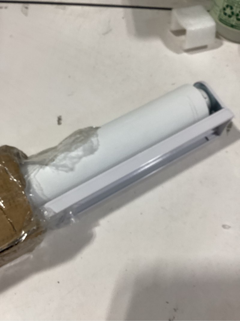 Condition photo showing As Is for GENIMO 100% Blackout Roller Window Shades, Window Blinds Cordless with Thermal Insulated, UV Protection Fabric, Mini French Door Blinds for Home, Office, Bedroom, Easy to Install, Ivory, 31" W X 72" H A.ivory White | 100% Blackout 31"W x 72"H