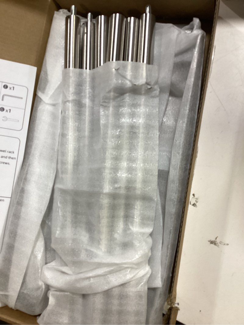 Condition photo showing Good Condition for 24Inch Brushed Nickel Over The Door Towel Rack, VOTZAAQ Stainless Steel Over Door Towel Holder, Door Towel Hanger with 3 Tier Towel Bars, Over Door Towel Storage for Bathroom 24 Inch