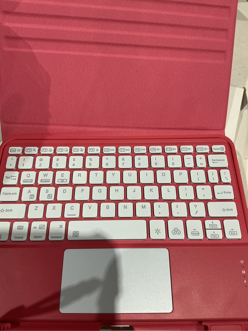 Condition photo showing As Is for harvopu compatible for ipad 11th 10th generation case with keyboard, folio cover with pencil holder, multi-touch trackpad, 7 color backlit, detachable keyboard for ipad (a16) 11th/10th gen (pink) | with pencil holder