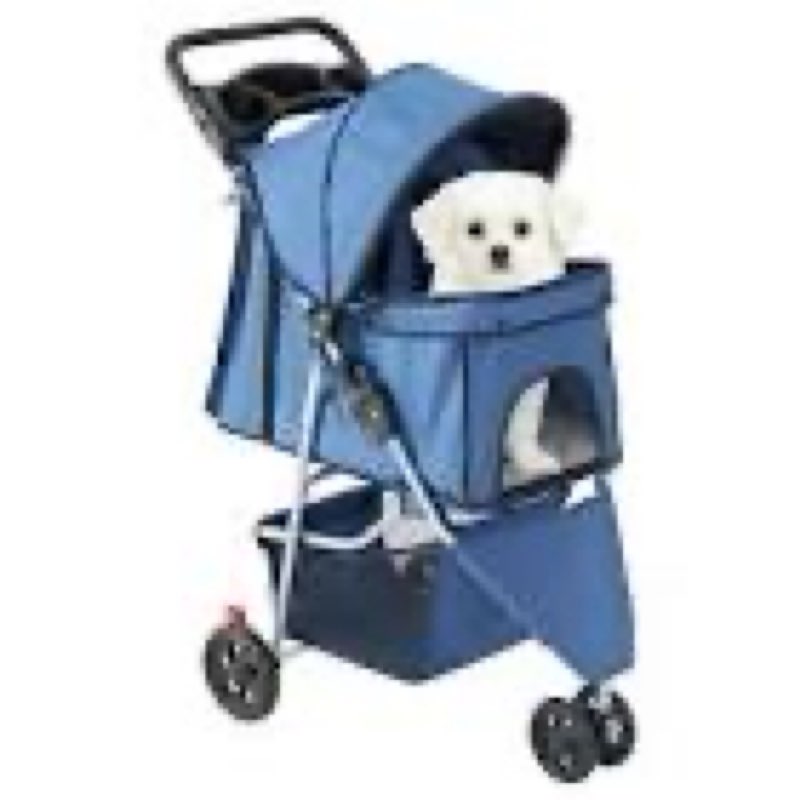 sweetcrispy 3 wheels pet stroller for small dogs and cats – foldable dog stroller with mesh windows,