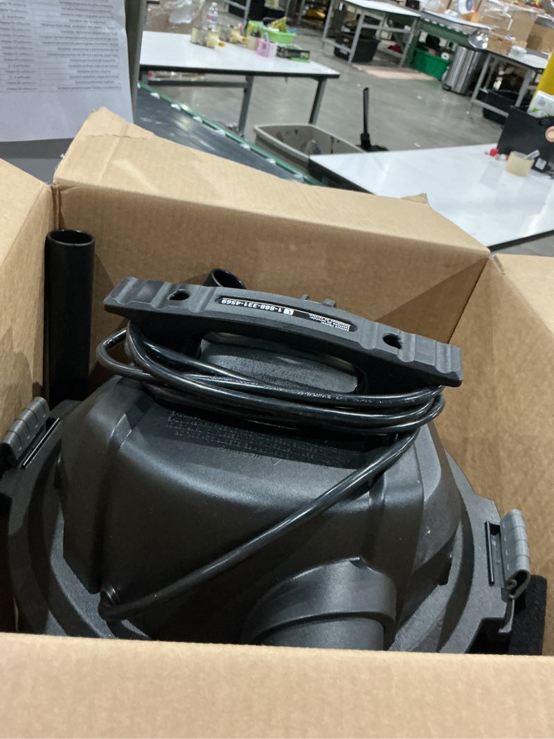 Condition photo showing As Is for craftsman 5-gallon 4 hp corded wet/dry shop vacuum with accessories included