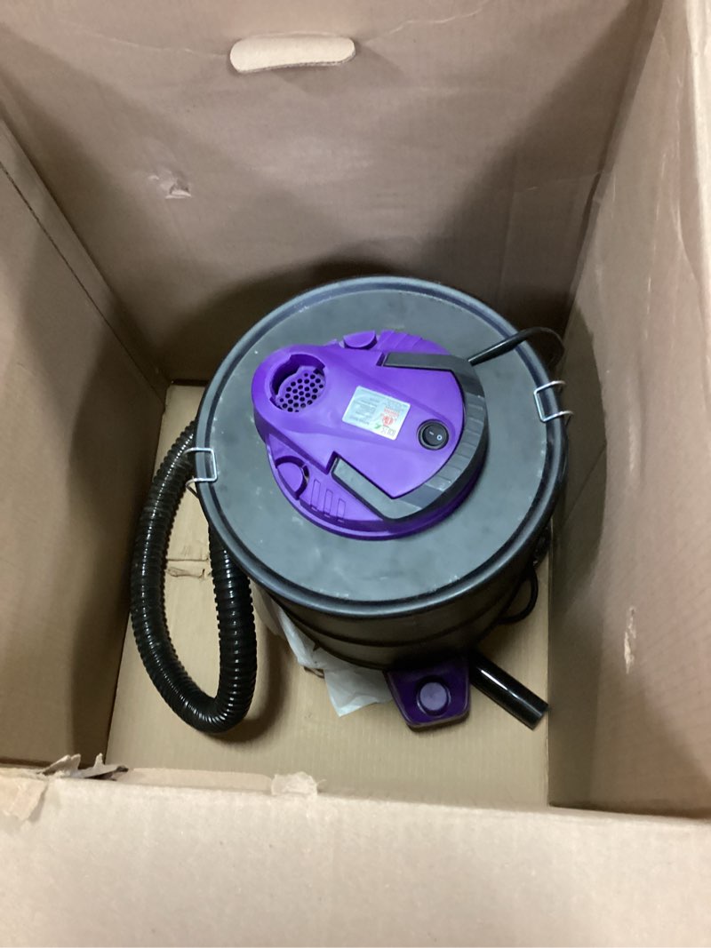 Condition photo showing As Is for Ash Vacuum for Pellet Stoves: 5.2 Gallon Fireplace Ash Vac with 1200w Powerful Suction & Wheeled Base - Ash Vacuum Cleaner for Fireplaces, Pellet Grill, Wood Stove, Fire Pits Purple