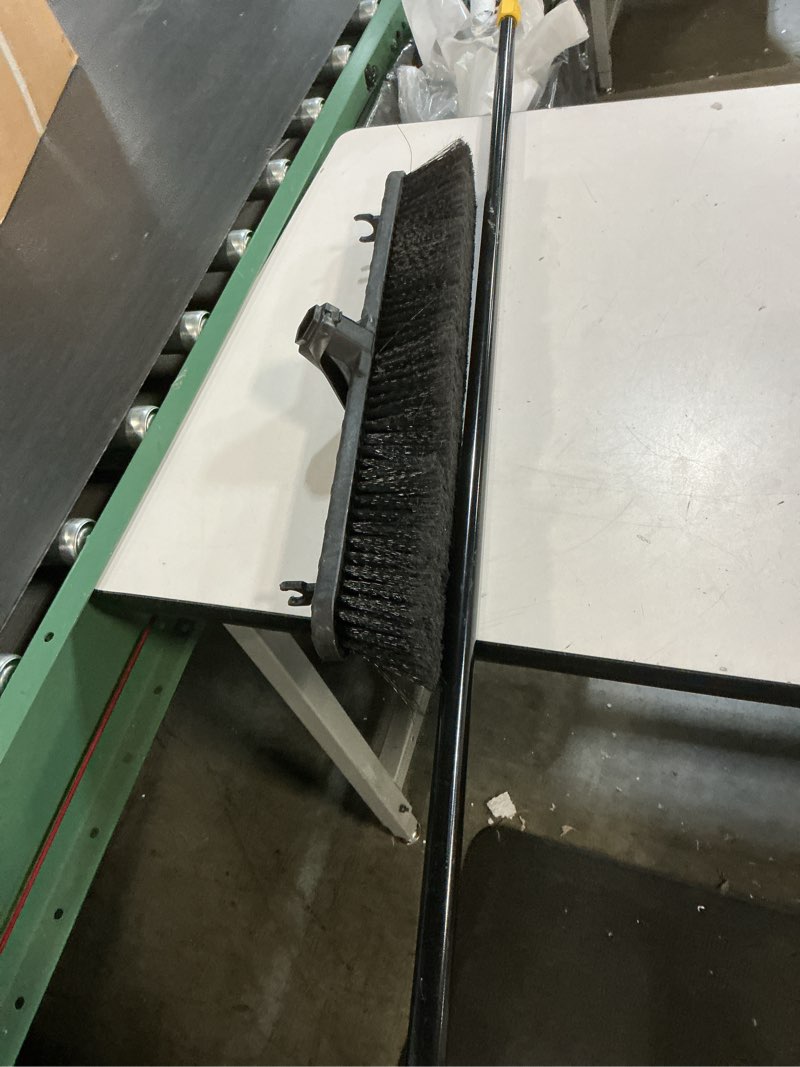 Condition photo showing As Is for quickie bulldozer smooth surface push broom 24 inch, black, sweep and clean tile/sealed concrete/other hard flooring, indoor/outdoor use, heavy duty cleaning (533) smooth surface 24 inch