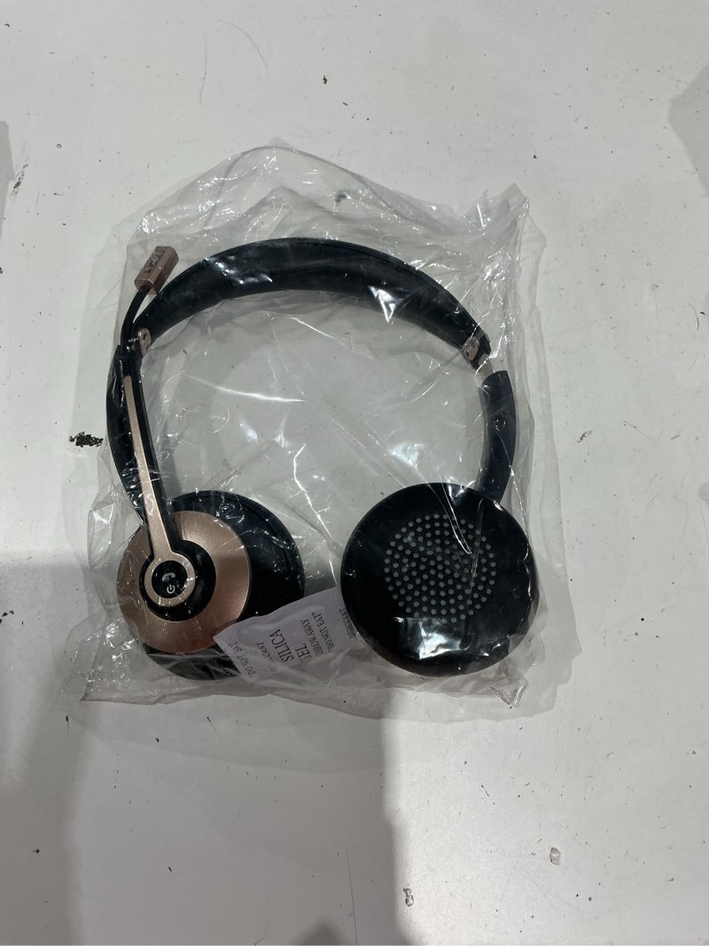 Condition photo showing Good Condition for earbay wireless headset, bluetooth headsets with microphone noise cancelling, on ear headphones with mic mute, handsfree pc headsets for zoom/ms teams/skype/dual connect/laptop/iphone/tablet gold