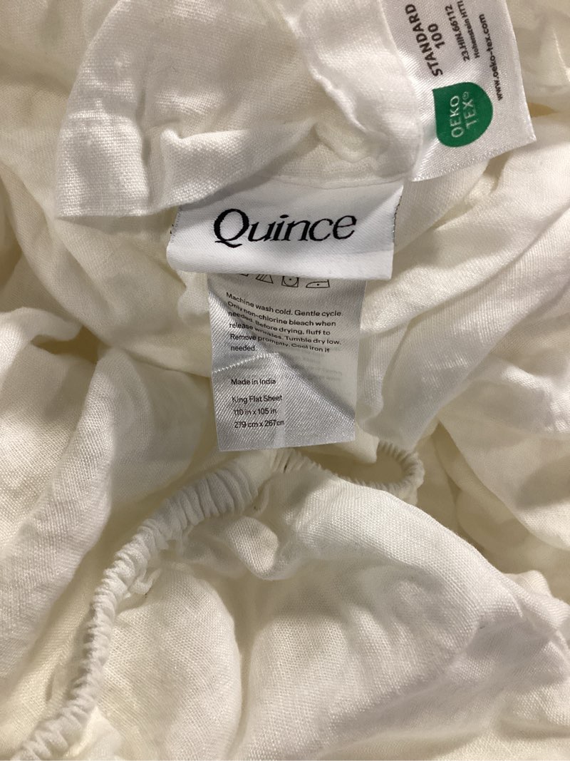 Condition photo showing As Is for european linen sheet set, king, ivory