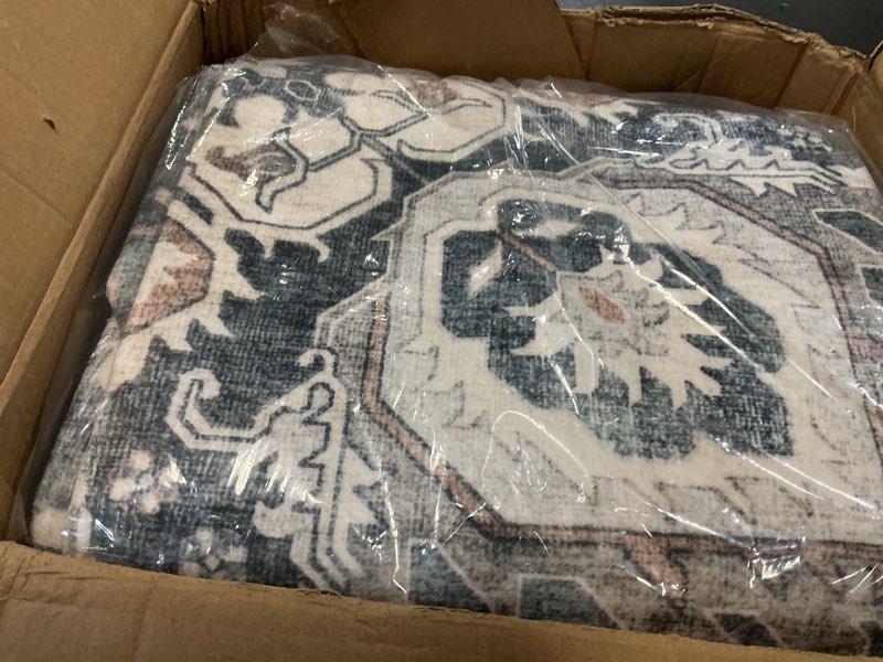 Condition photo showing Good Condition for amada homefurnishing 8x10 washable area rug, low-profile with non-slip backing & durable edge binding, vintage large rugs for living room, bedroom, dining room, blue blue 8' x 10' (rectangular)