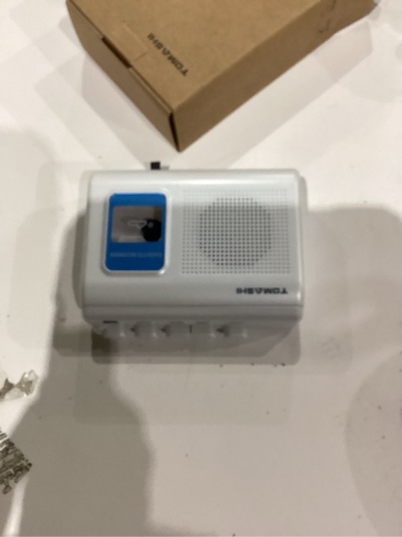 Condition photo showing As Is for TOMASHI Portable Cassette Player Tape Recorder with Built-in Speaker,Microphone,Headphone Jack-, 4.57 x 3.54 x 1.38inch white