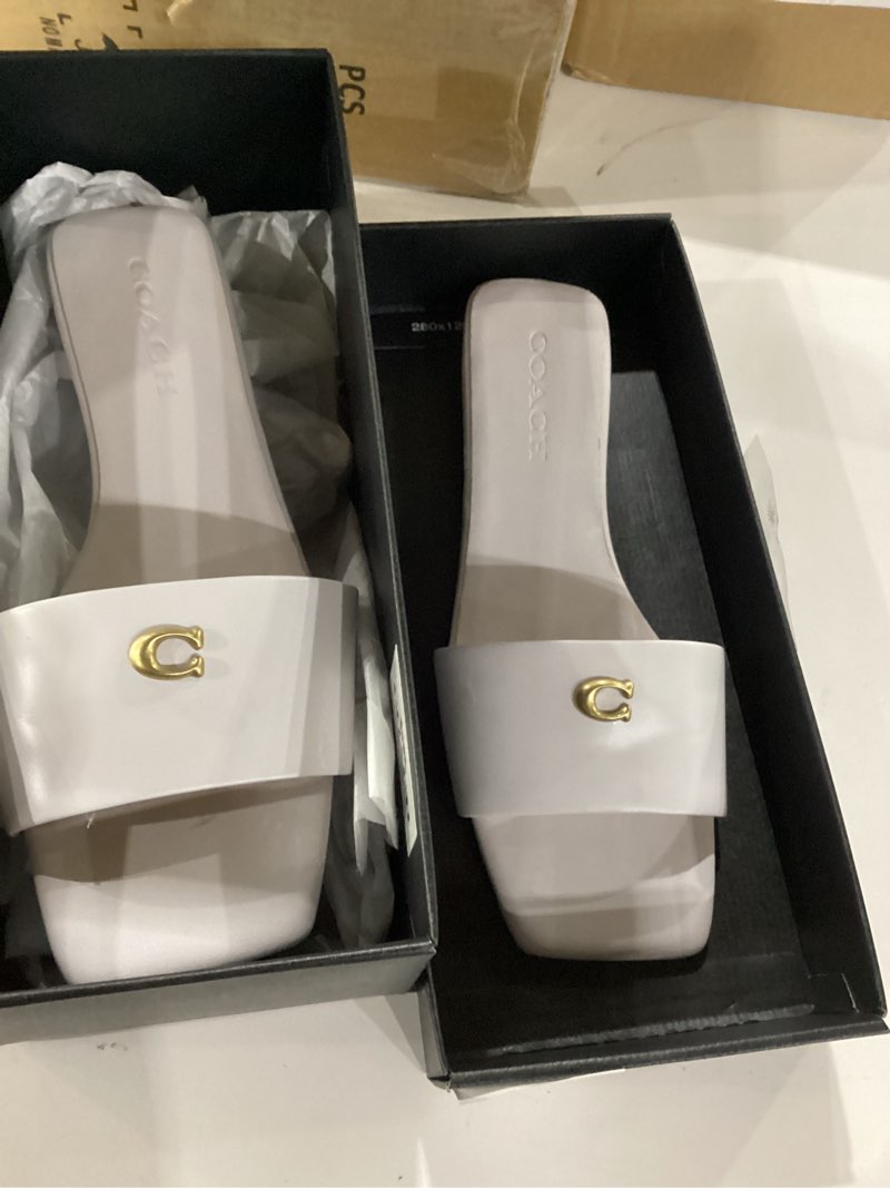 Coach Women's Sculpted C Flat Sandal Platform, Optic White, 8